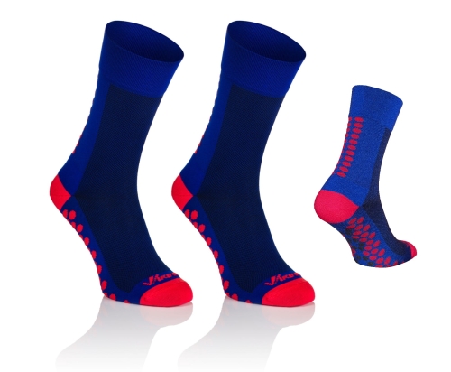 Wysokie Skarpety Rowerowe "Kropki" niebieskie