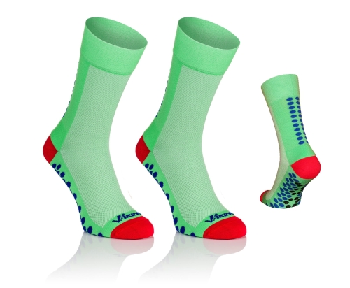 Wysokie Skarpety Rowerowe "Kropki" miętowe