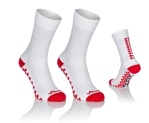 Wysokie Skarpety Rowerowe "Kropki" białe